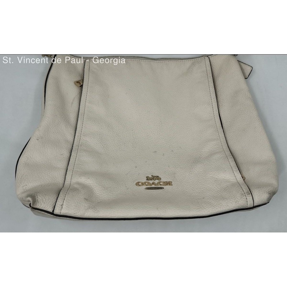 COACH Marlon Hobo Bag Purse Refined Pebble Leather Chalk White W/ Gold Hardware - Picture 6 of 12